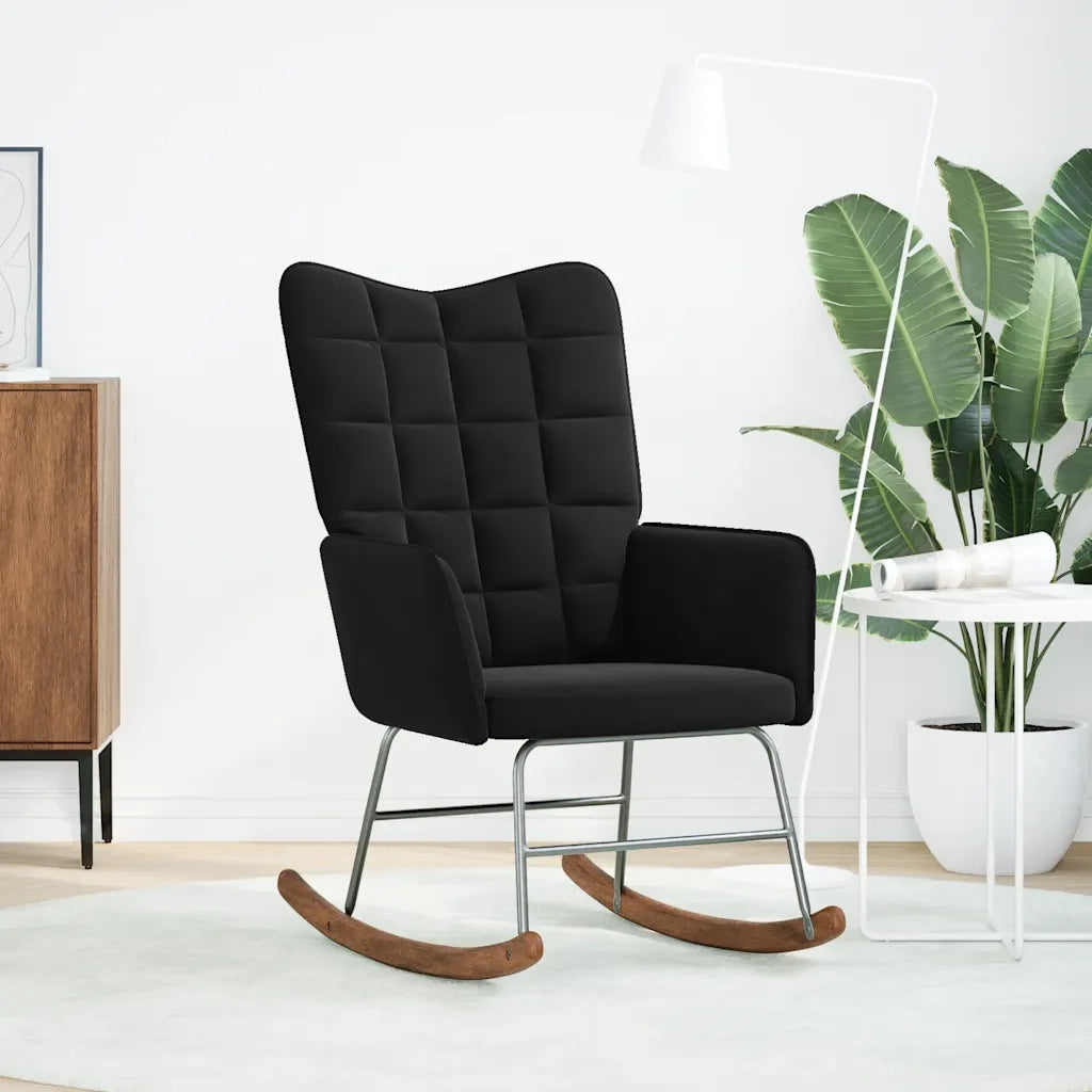 Sedia a Dondolo Nera in Velluto CFW5459304