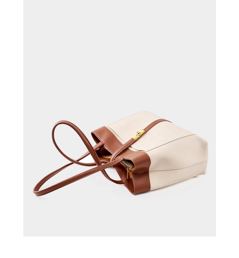 Borsa tote da donna in vera pelle marrone