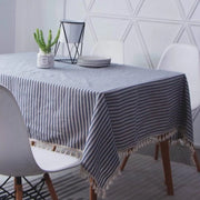 Tavolino quadrato 140x180cm, finitura in lino, strisce, punti, lavabile, resistente all'olio, protezione contro le macchie, tovaglia per tavolo, facile da pulire, per interni ed esterni, giardino, sala da pranzo, feste e occasioni speciali