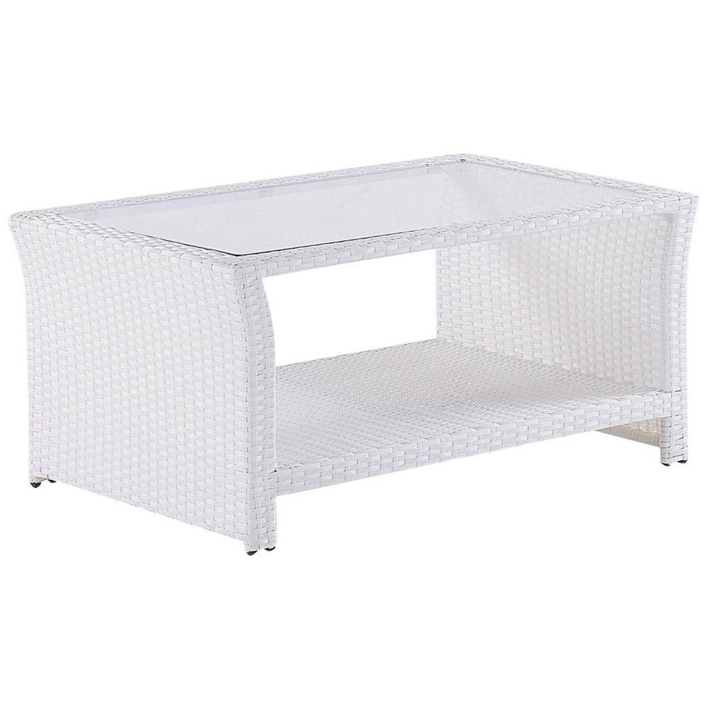 Set divano da giardino bianco finto rattan grigio cuscini esterni in vimini set di conversazione