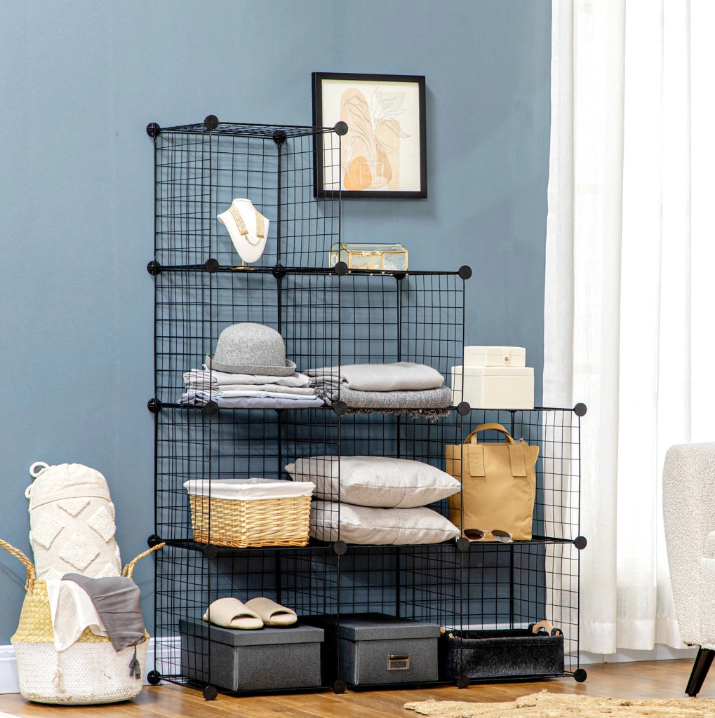 Scaffale modulare 109x37x109 cm; componibile; in metallo nero
