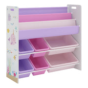 Scaffale dal design senza tempo per soggiorno camera da letto mobiletto per bambini con motivo oceano 78 x 86 x 27 cm bianco viola rosa 03_0011214