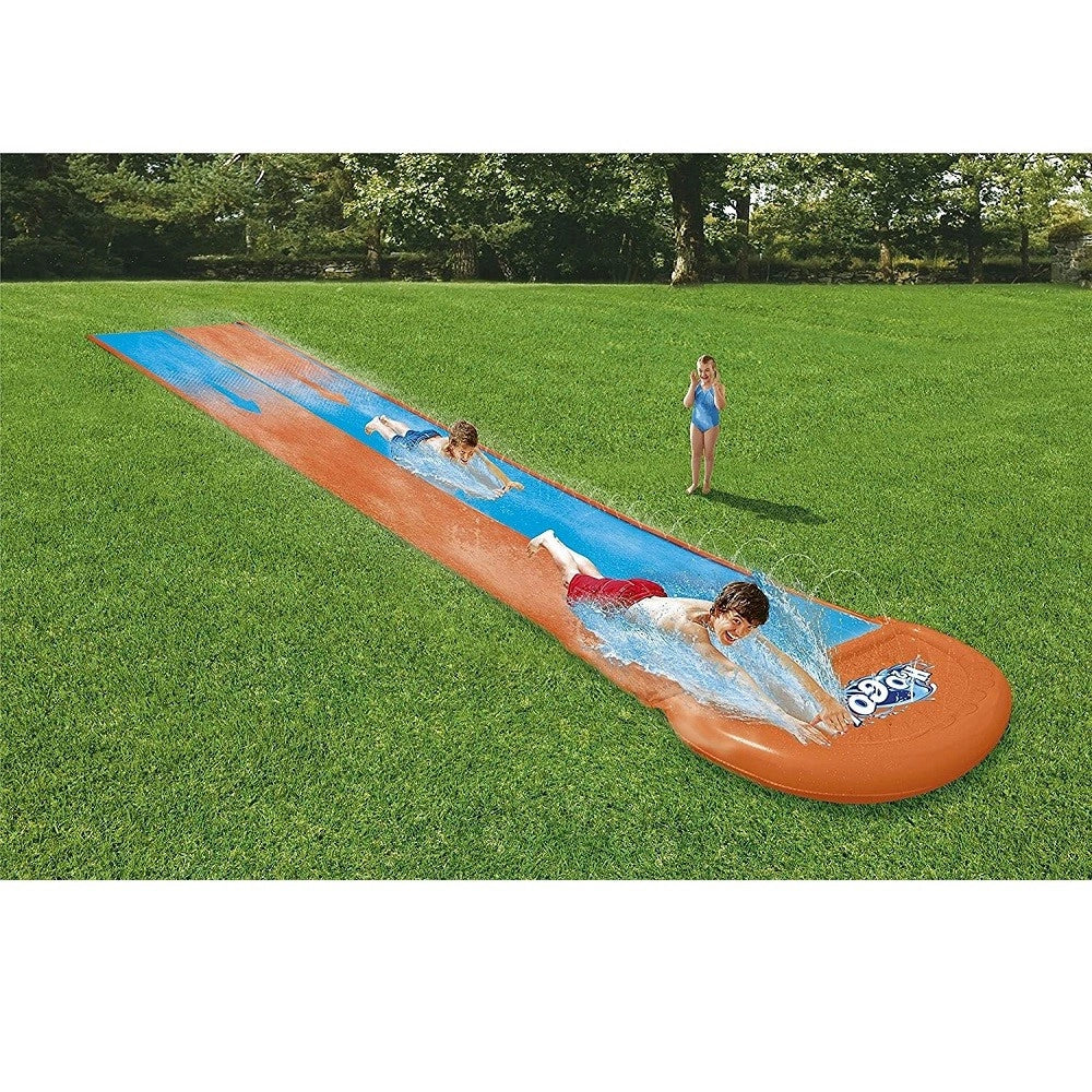 Trade Shop - Scivolo Doppio Acquascivolo Giochi Giardino Gonfiabili Con Spruzzi 488 Cm 52328 -