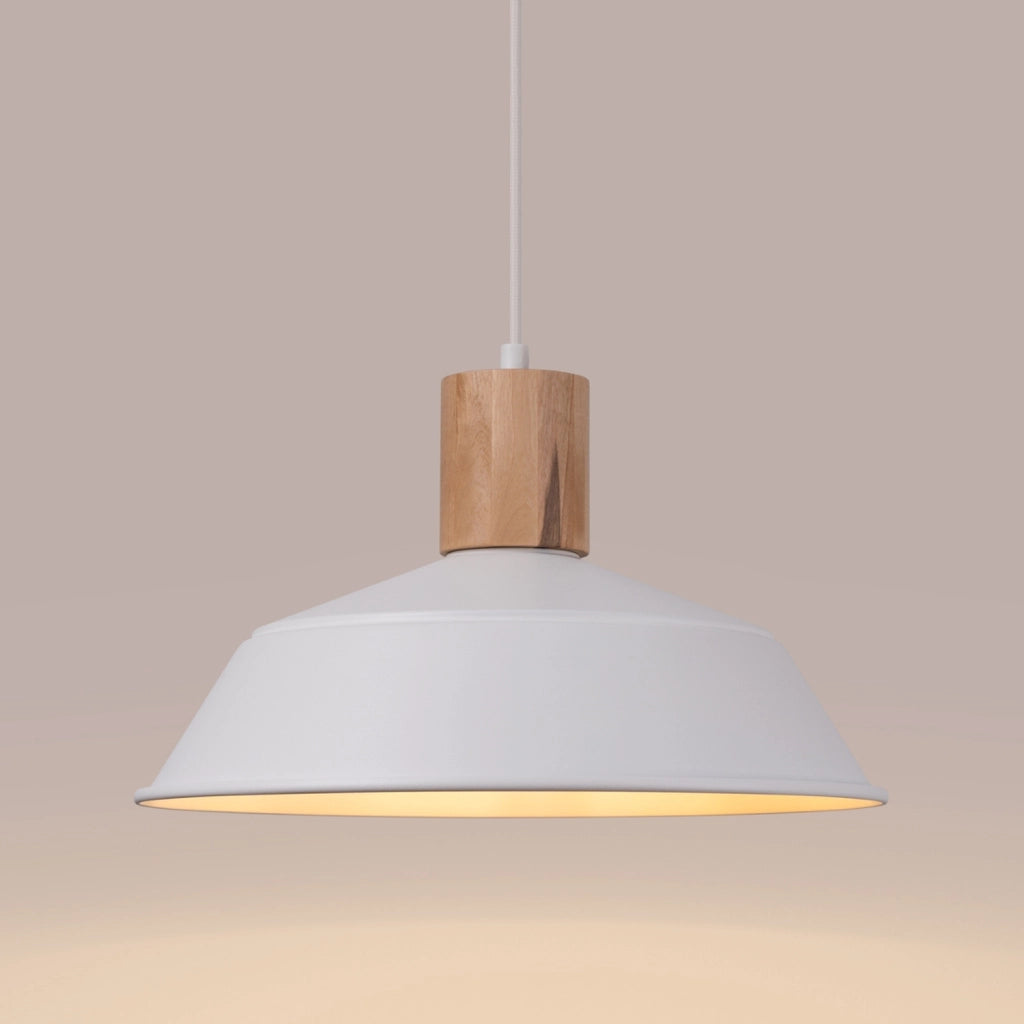 Lampada a sospensione bianca URBANO legno E27 15W Pure Lume