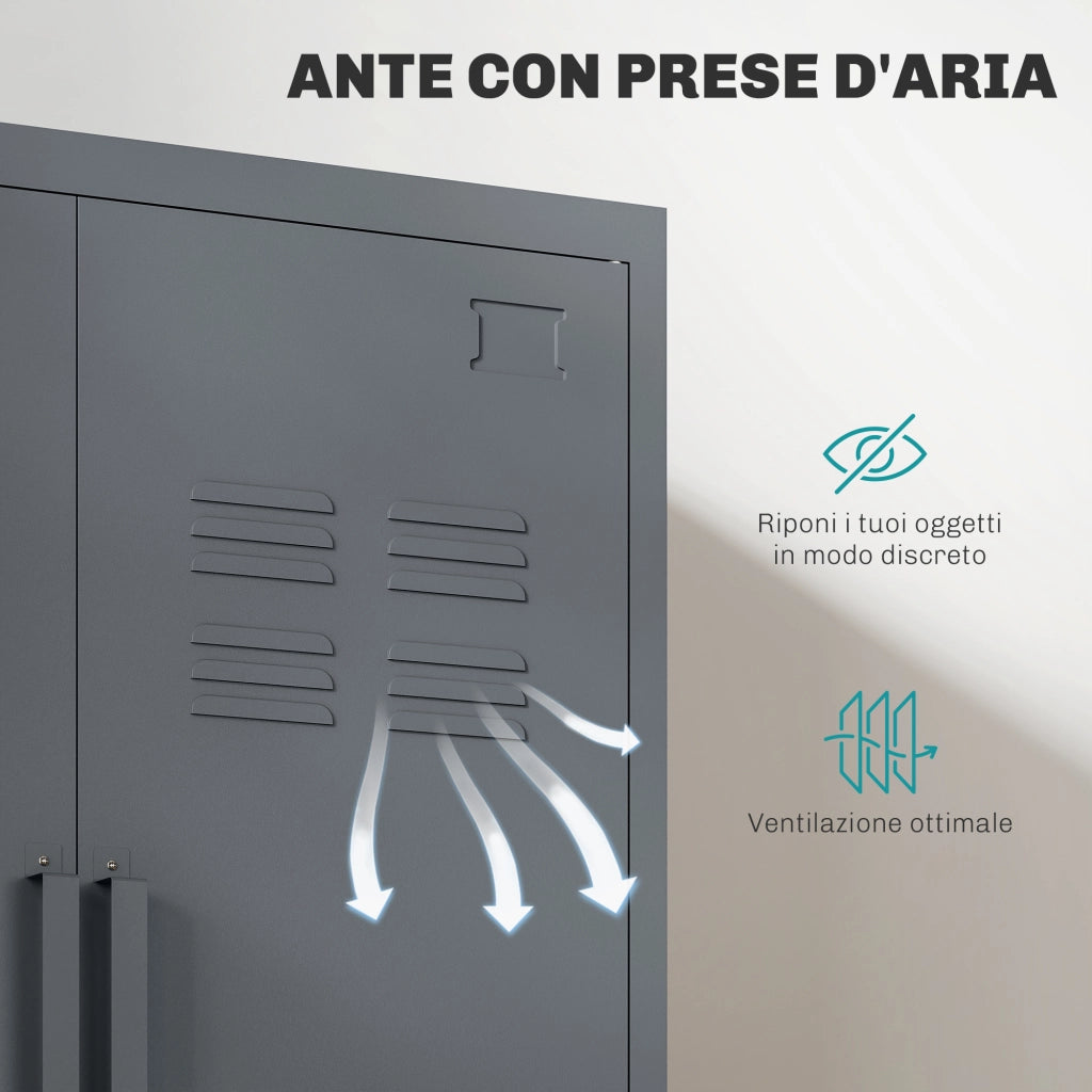 Armadio a 2 Ante in Stile Industriale ¨C zephmum ¨C Grigio, 75x33x110 cm