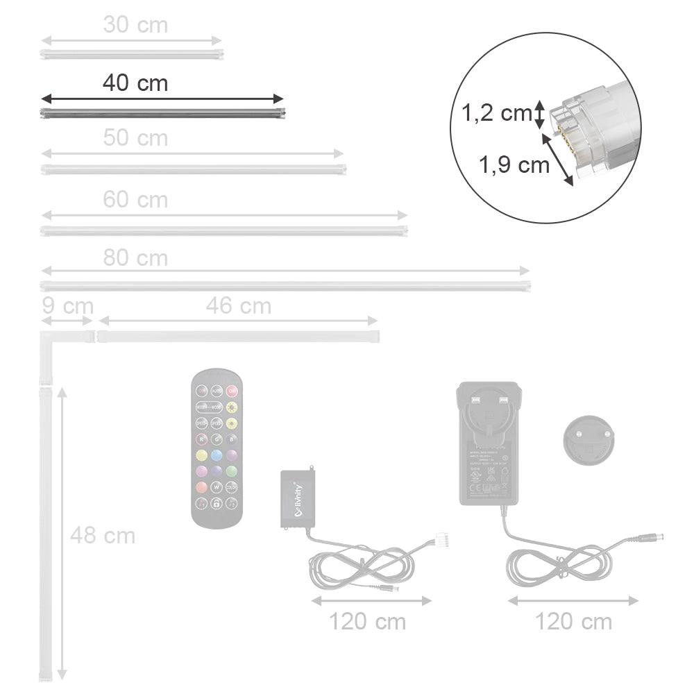 Vicco Striscia LED bianca 40 x 1,5 x 1,5 cm