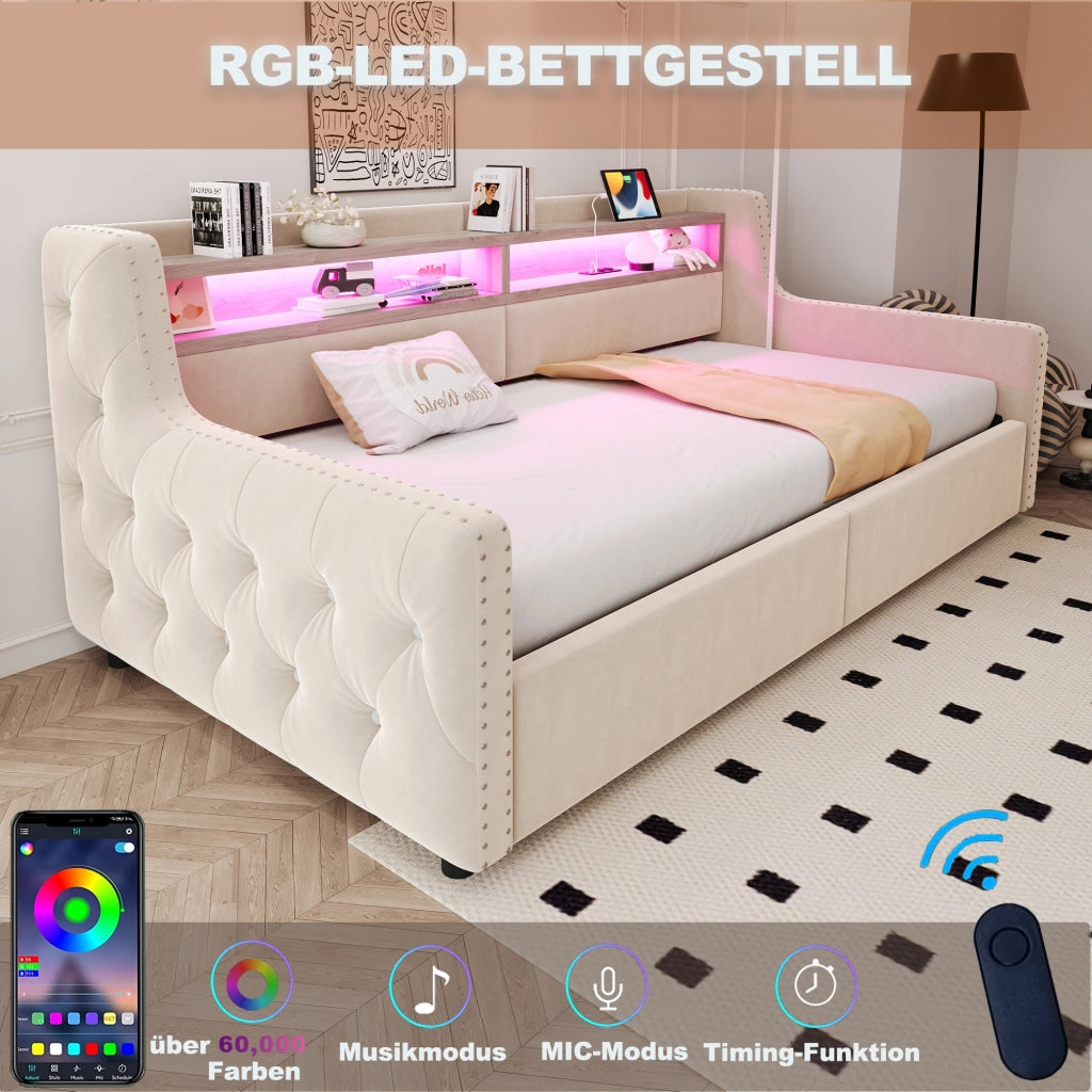 Letto divano con funzione letto e contenitore idraulico velluto 90x200 cm