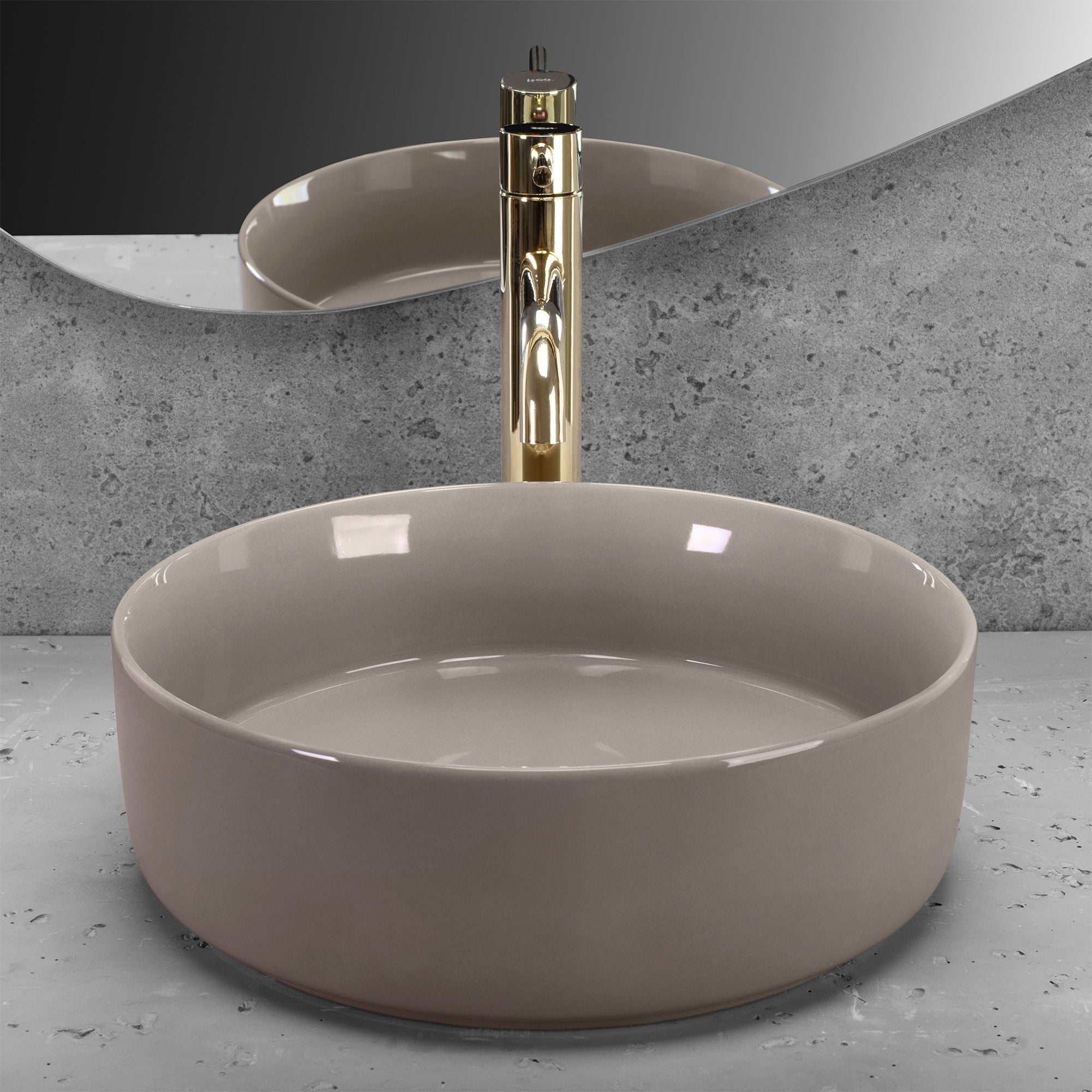 Lavabo Da Appoggio Rea Sami Beige Shiny