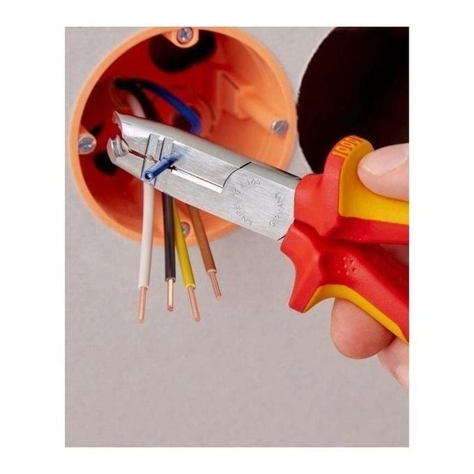 KNIPEX 13 46 165 Spelacavi Multifunzione con Tagliente Circolare e Tronchese Laterale colore Rosso Giallo