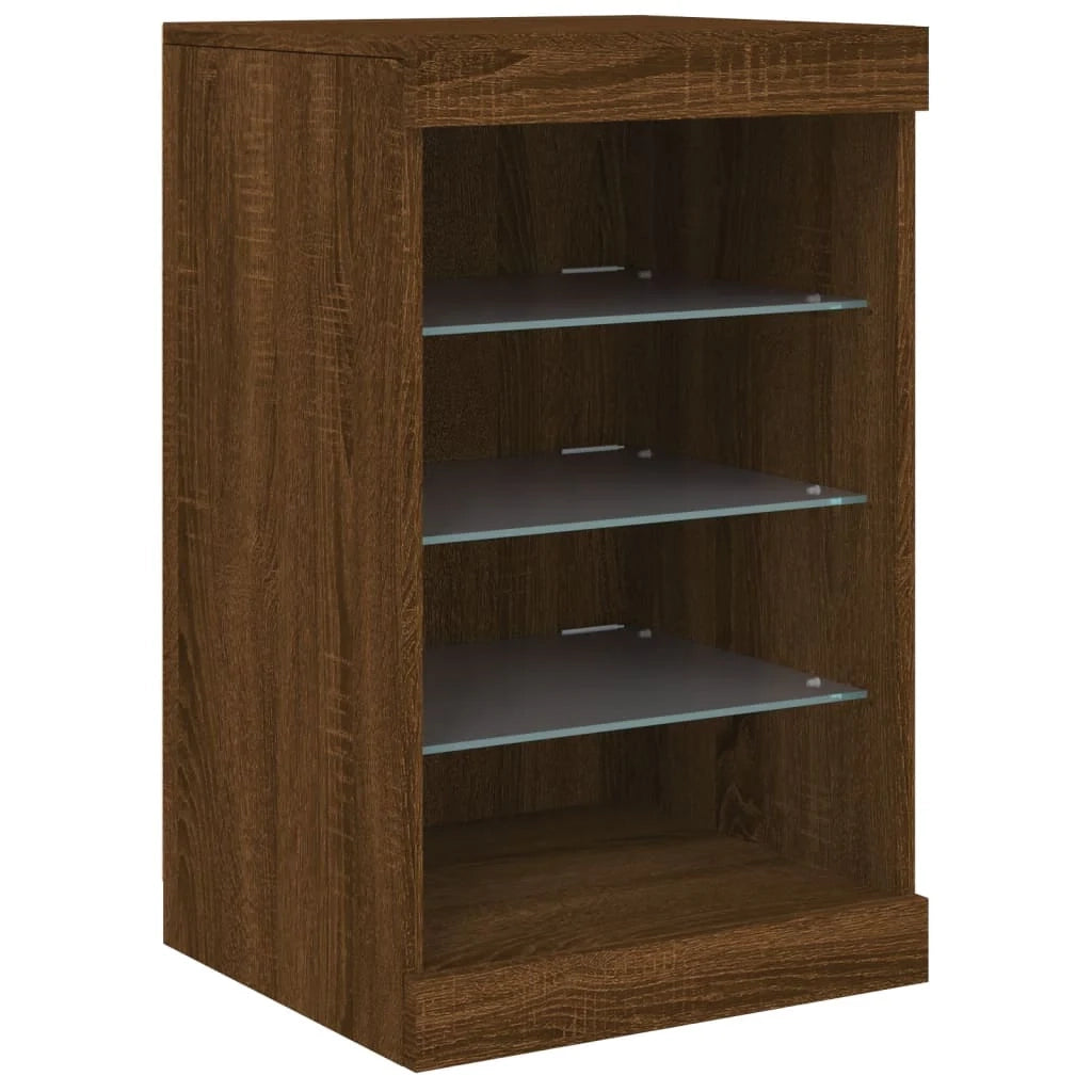Credenza cassettiera armadio mobile contenitore organizer per cucina soggiorno salotto con luci LED 41 x 37 x 67 cm marrone 02_0029923