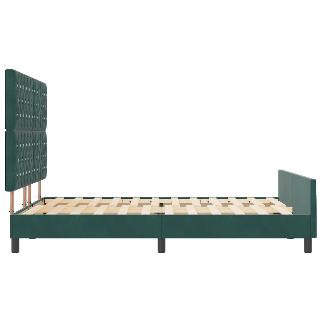Struttura del letto in velluto verde scuro 140x200 cm