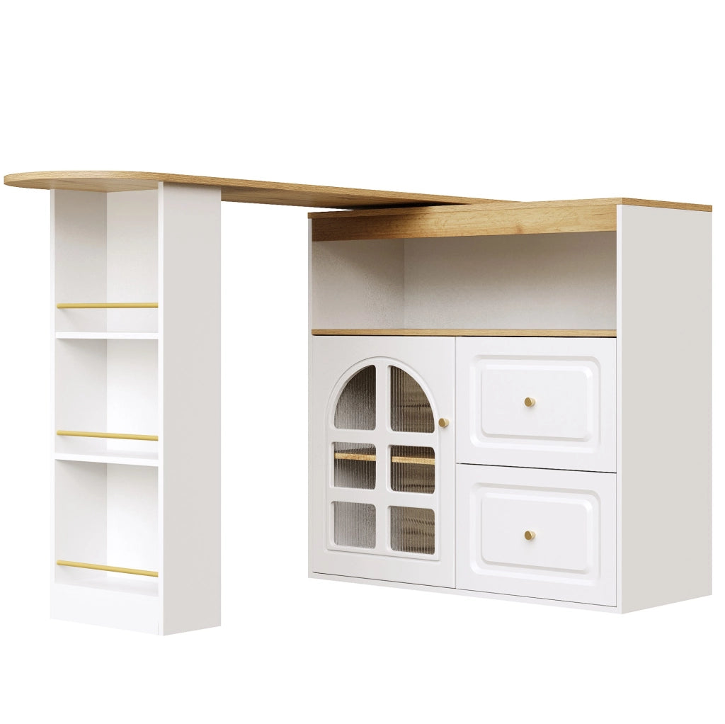 Credenza 138-204x39x104 cm girevole e allungabile in MDF bianco