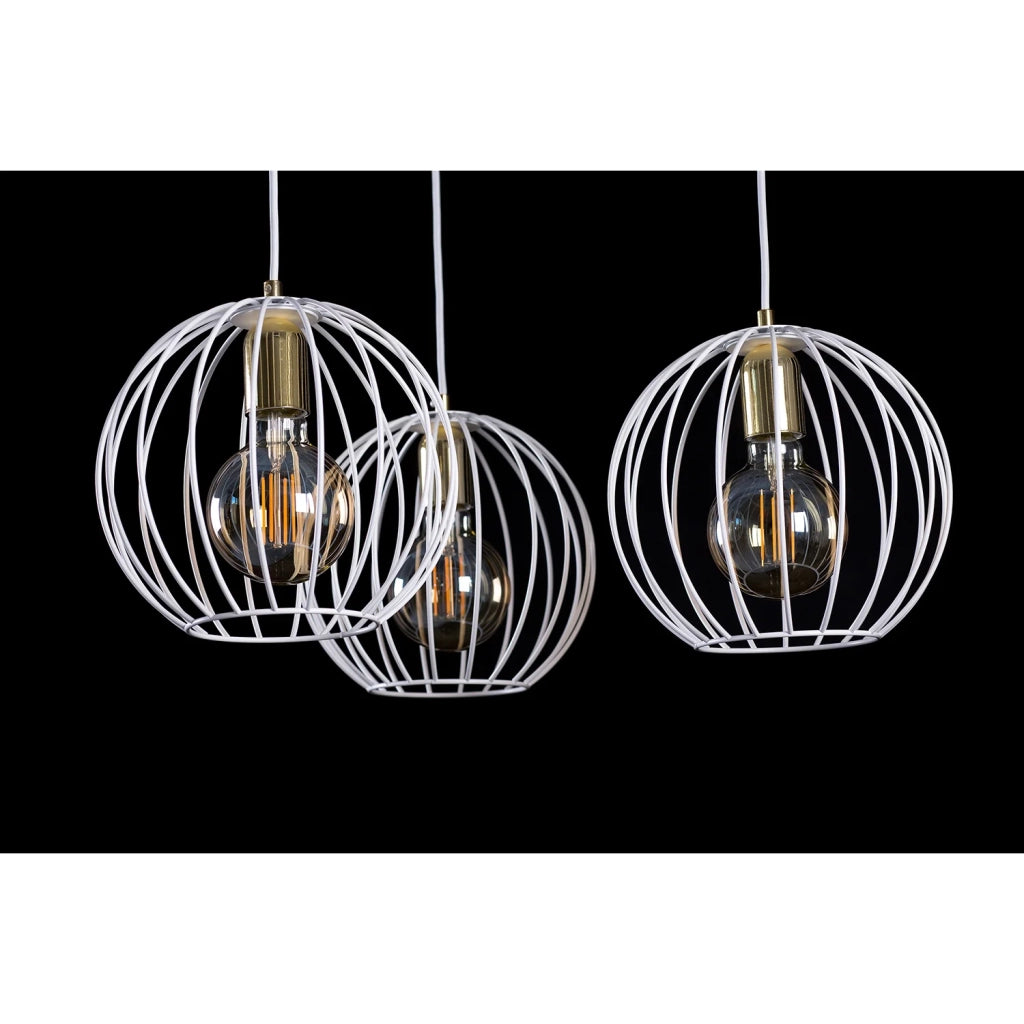 Lampadario Contemporaneo Omoikane Acciaio Bianco 3 Luci E27 Ip20