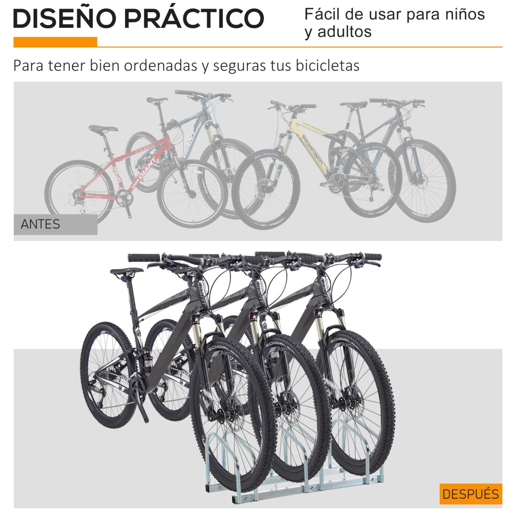 Parcheggio Biciclette 3 Posti ¨C zephmum ¨C Grigio 76x33x27cm