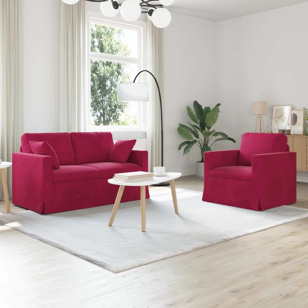 Set di divani 2 pcs Rosso Vino 138 x 78 x 80 cm Velluto