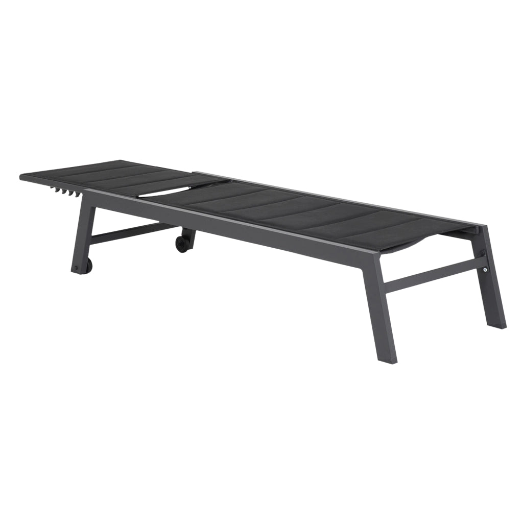 Set di 2 lettini BARBADOS in textilene nero - alluminio grigio antracite