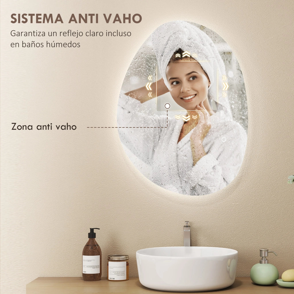 Specchio da Bagno con Luce LED ¨C zephmum ¨C 70x50 cm, Bianco, Antivaho