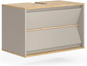 Mobile sottolavabo per bagno Edelin, Cachemire, 80 x 50 cm con 2 cassetti, per montaggio a parete e compatibile con sifoni standard
