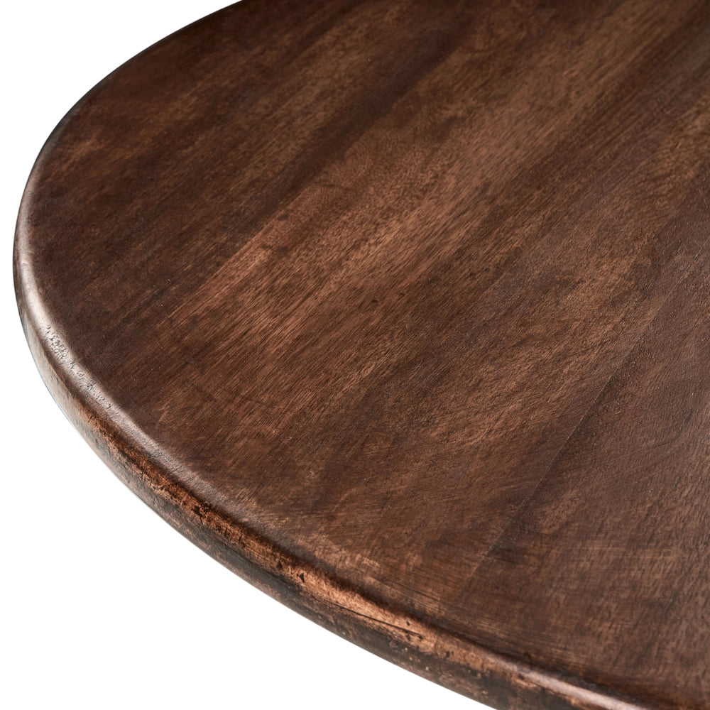 Tavolo da pranzo marrone scuro Base e gambe in legno di mango 120 cm Piano moderno