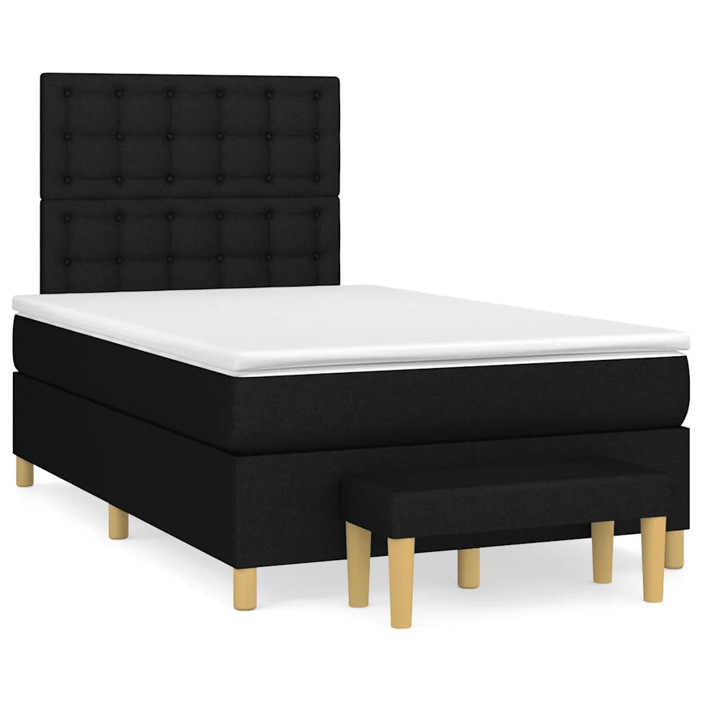 vidaXL Giroletto a Molle con Materasso Nero 120x190 cm in Tessuto