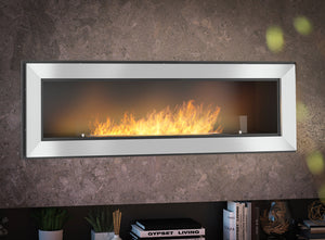 Camino a Bioetanolo da Parete/Incasso 150x49 cm Frame 1500 Inox con Vetro