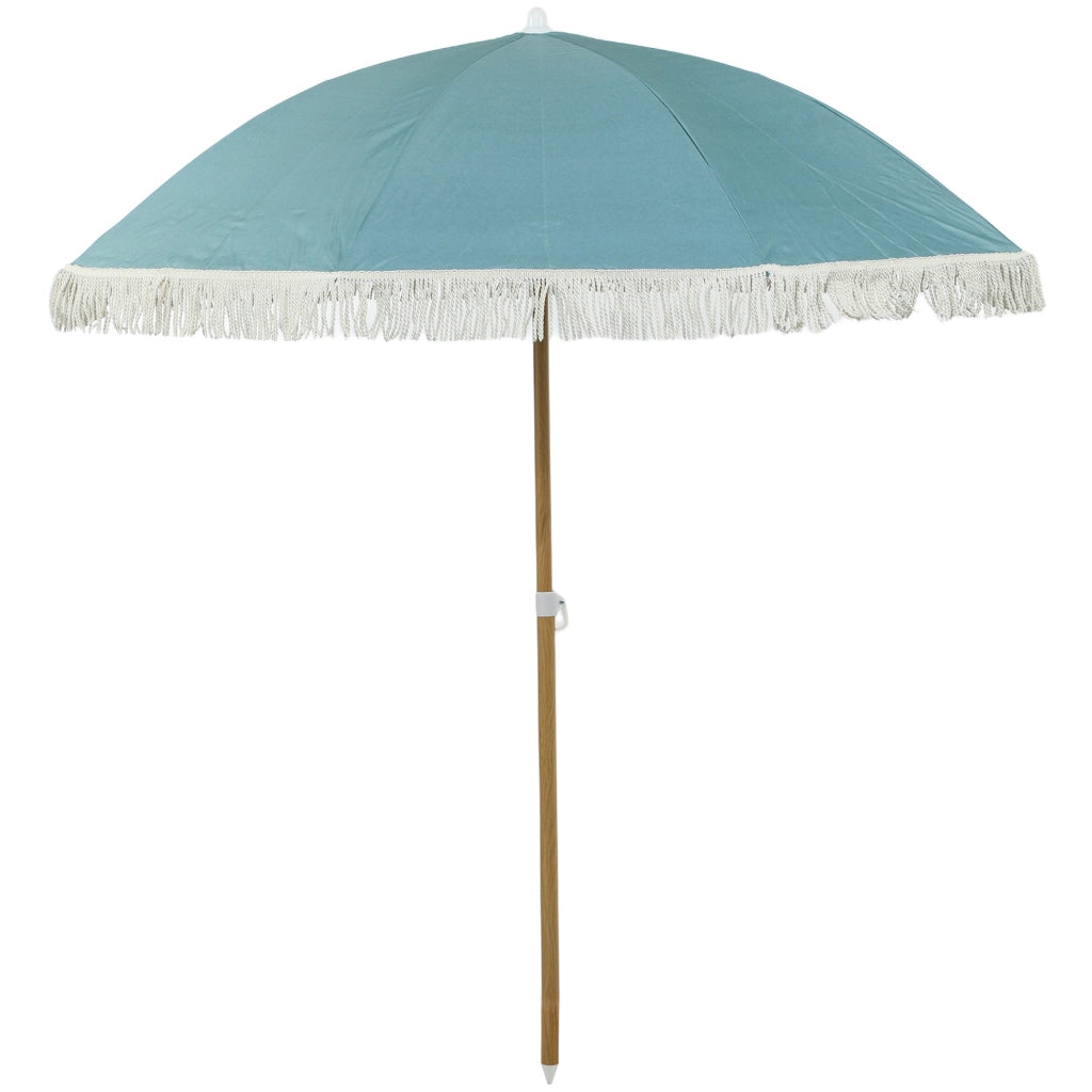 Ombrellone da giardino ¨C zephmum ¨C effetto legno, ? 170 cm, regolabile, blu chiaro