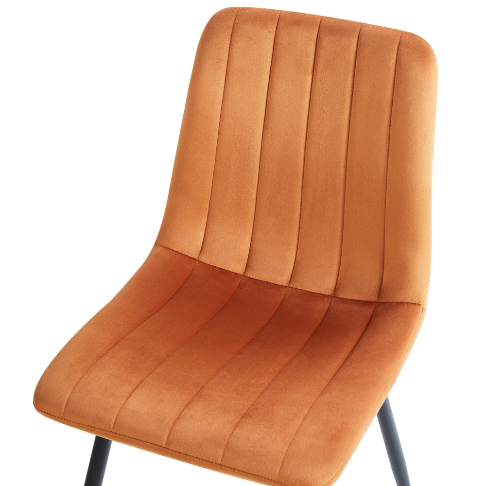 Set di 4 sedie da pranzo in velluto arancione Gambe in ferro stile moderno