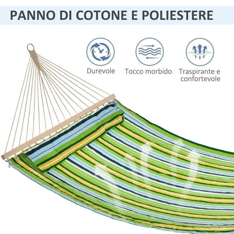 AMACA DA GIARDINO CON CUSCINO REMOVIBILE PORTATA MASSIMA 150KG 400 X 140CM