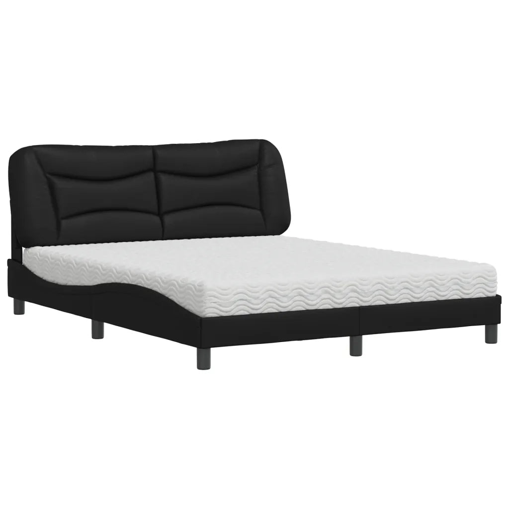 Letto con Materasso Hvar Nero 160x200 cm in Similpelle 3208731