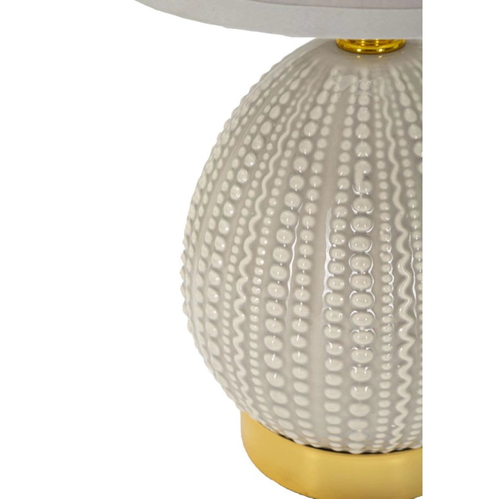 Lampada da comodino Flavi Grigia in ceramica con paralume in tessuto — O 15 cm