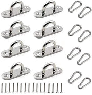 Impianto di sostegno per soffitti - Ferro di sostegno in acciaio inossidabile - Duraturo e resistente - Adatto per funi di piattaforma - Anker per parete con gancio a carabina - Set di 16 ganci