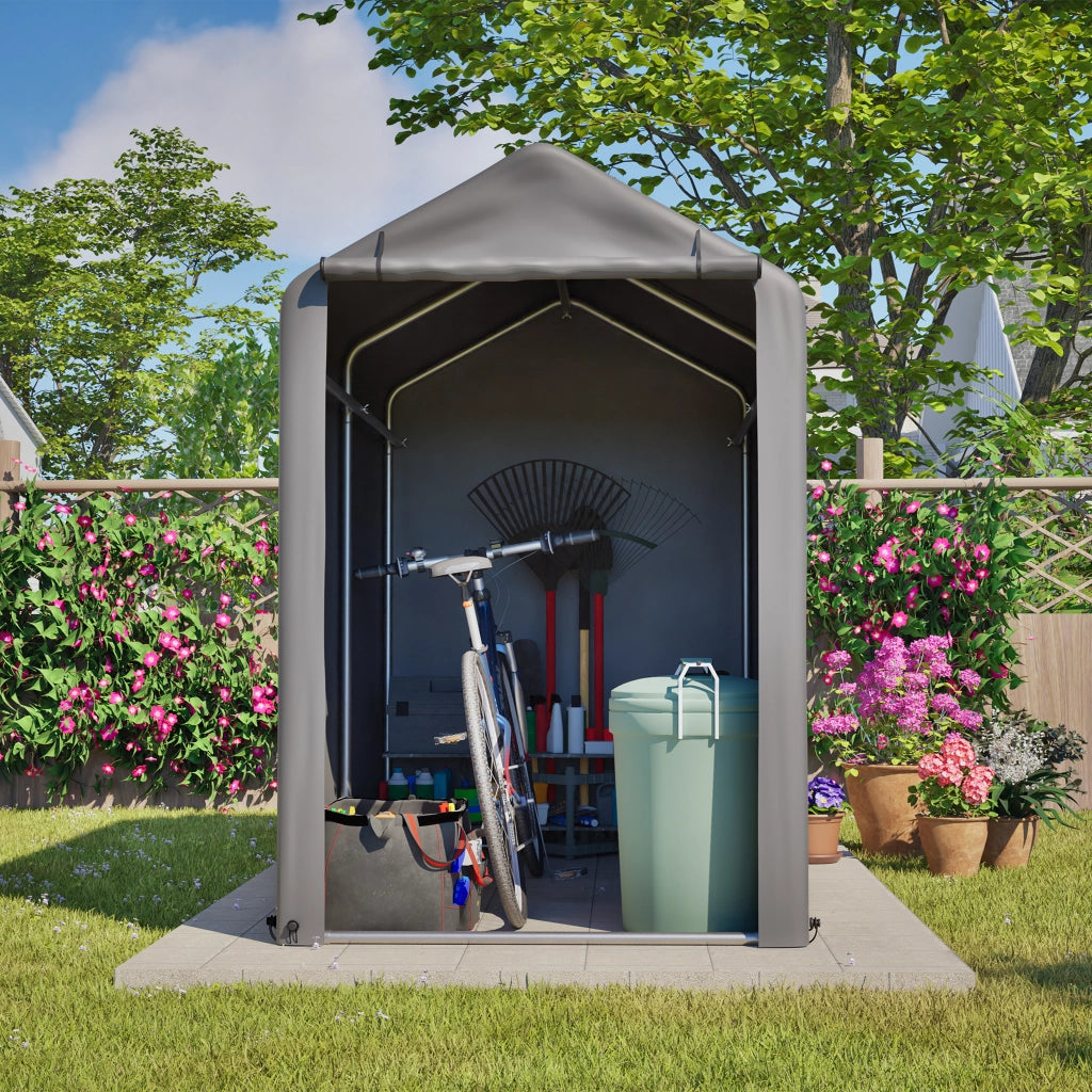 Tenda Garage per Biciclette 187x100x160 cm Grigio Scuro con Telo PE 170 g/m² e Telaio Zincato