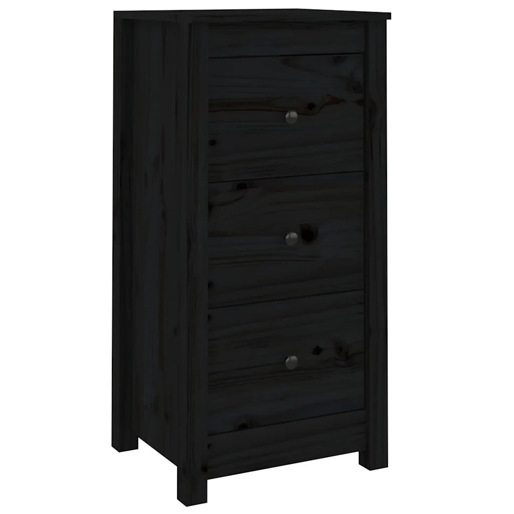 Credenze 2 pz | Madia | Buffet da pranzo | Armadio da pranzo Nere 40x35x80 cm in Legno Massello di Pino