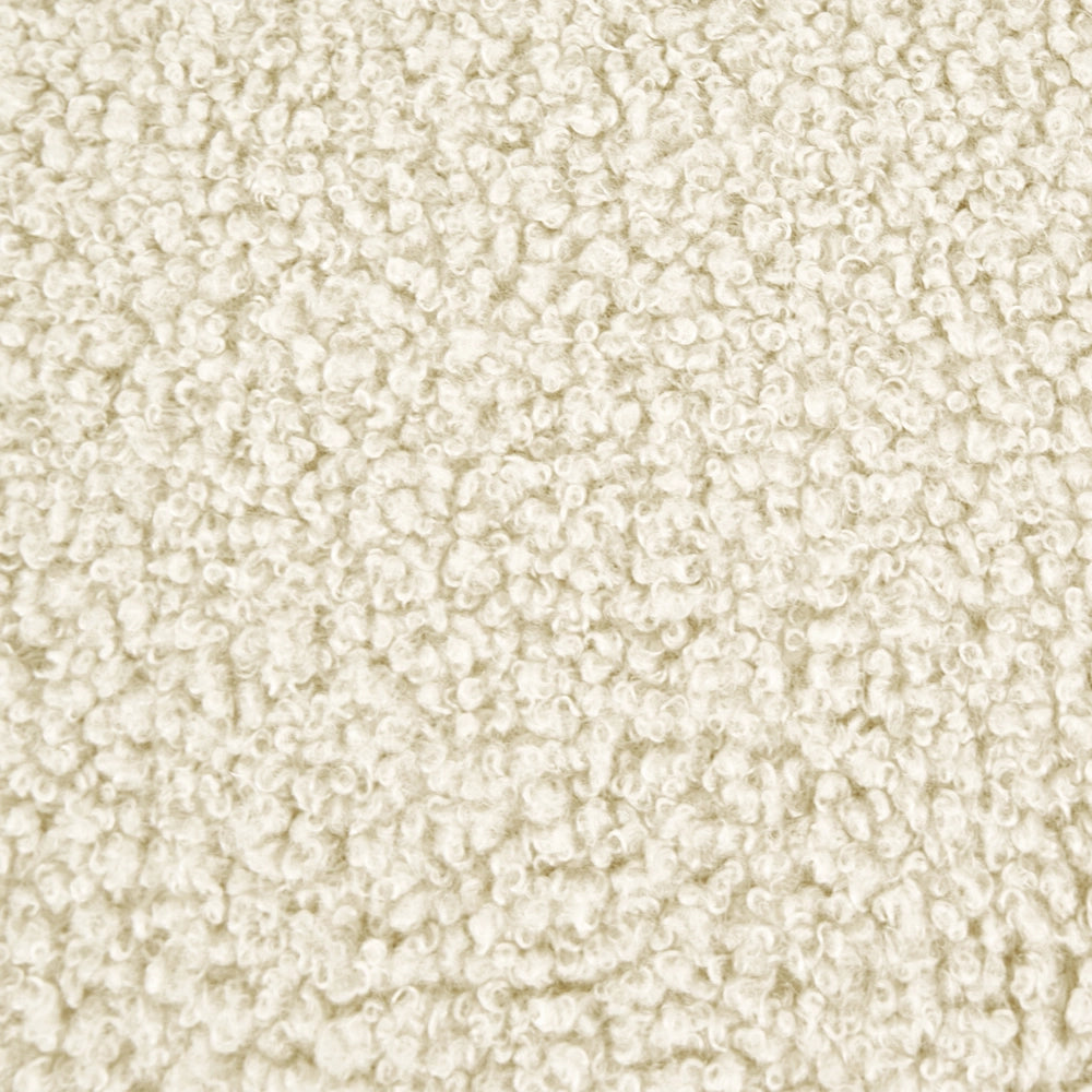 Pouf rettangolare in bouclé bianco sporco stile moderno