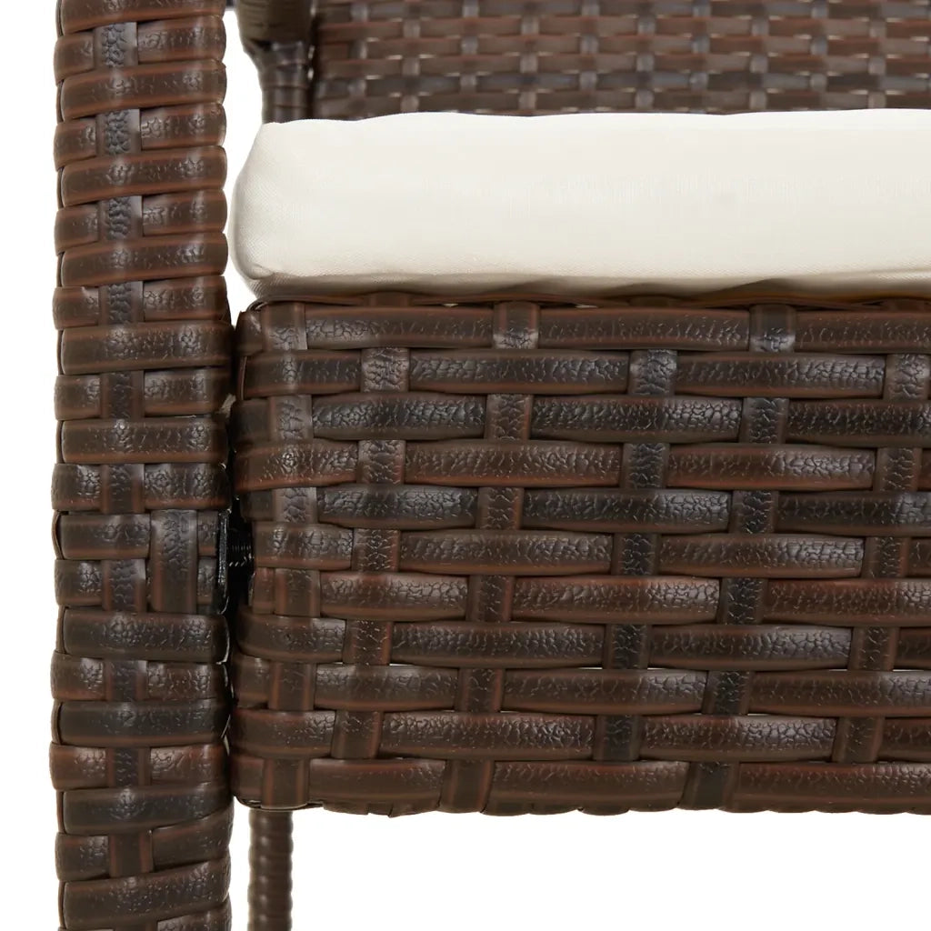 Panca da Giardino con Cuscino Marrone 105 cm in Polyrattan 362165