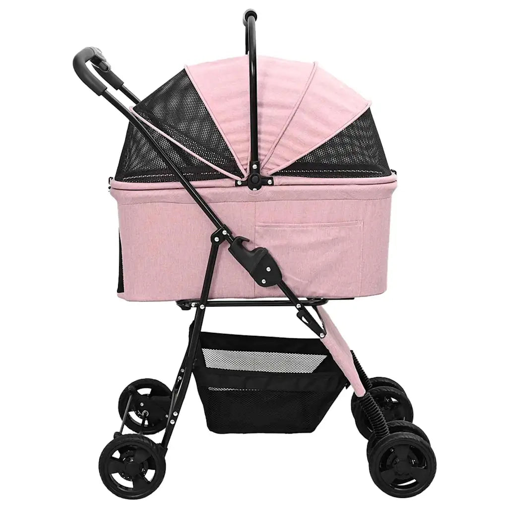 vidaXL Passeggino pieghevole per animali Rosa 81 x 47 x 99 cm