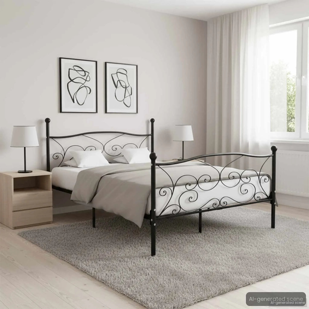 Giroletto con Doghe Nero in Metallo 140x200 cm 284457