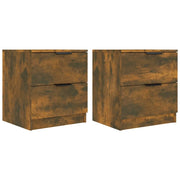 Set di 2 Comodini | Armadio da Notte | Mobiletto da notte Rovere Fumo in Legno Multistrato