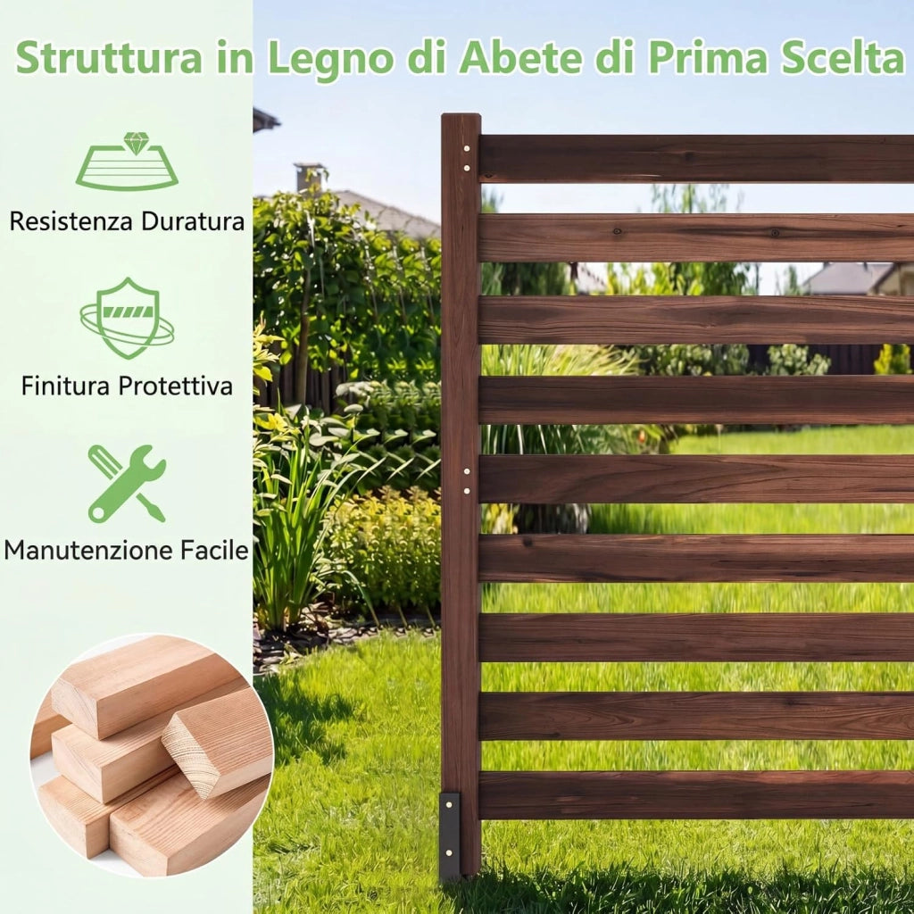 Recinzione da Giardino in Legno Massello, Schermo per Privacy da Esterno Regolabile, Pannelli Privacy da Giardino per Condizionatore e Bidoni della Spazzatura e Divisorio di Spazio (Marrone)