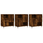 Credenze 3 pz | Madia | Buffet da pranzo | Armadio da pranzo Rovere Fumo in Legno Multistrato