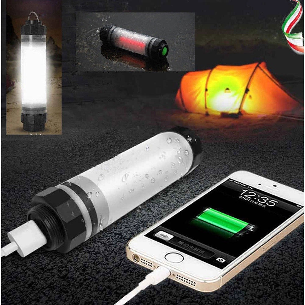 Trade Shop - Lanterna Led Torcia Portatile Lampada Emergenza Ricaricabile Usb Powerbank 10400mah -