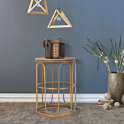 Socotr, Tavolino da Salotto Effetto Rattan, 40x40x55h cm Marrone