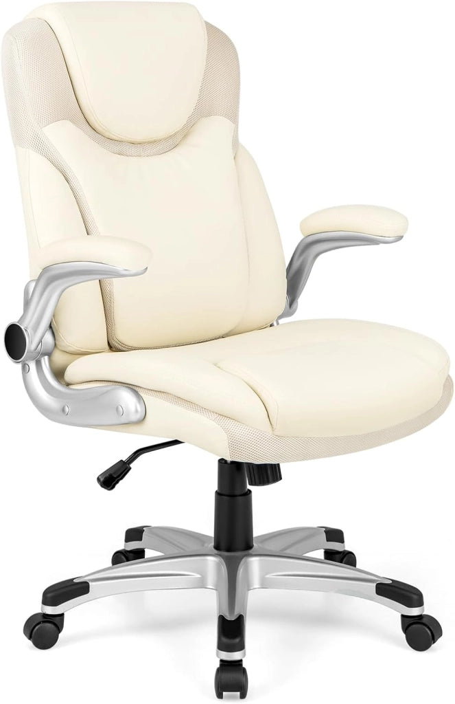 Sedia da ufficio ergonomica con altezza regolabile (49-59 cm), braccioli, schienale e funzione altalena, sedia per computer con rotella girevole a 360 gradi per casa e ufficio, FE43880ZKDE
