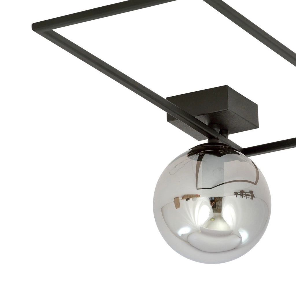 Lampada a sospensione Imago in acciaio nero e vetro grafite