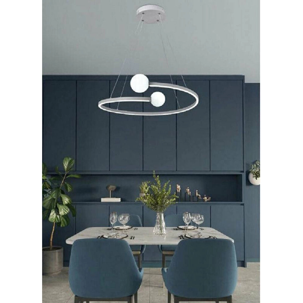 Trade Shop - Lampadario Led 34 W A Sospensione Design Moderno In Alluminio Pvc Luce 6500k A58 -
