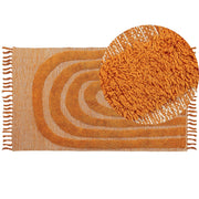 Tappeto rettangolare in cotone arancione 80 x 150 cm con frange boho soggiorno camera da letto