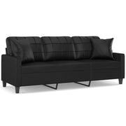 Divano | Divano da soggiorno | Sofa a 3 Posti con Cuscini Nero 180 cm in Similpelle