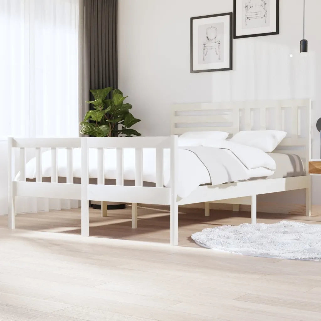 Giroletto-Struttura Letto Bianco in Legno Massello 140x200 cm 871543