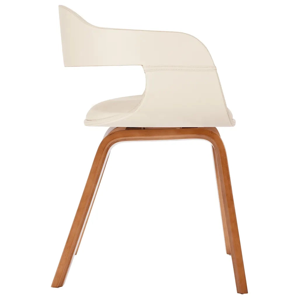 Sedia da Pranzo Bianco in Legno Piegato e Similpelle 327330