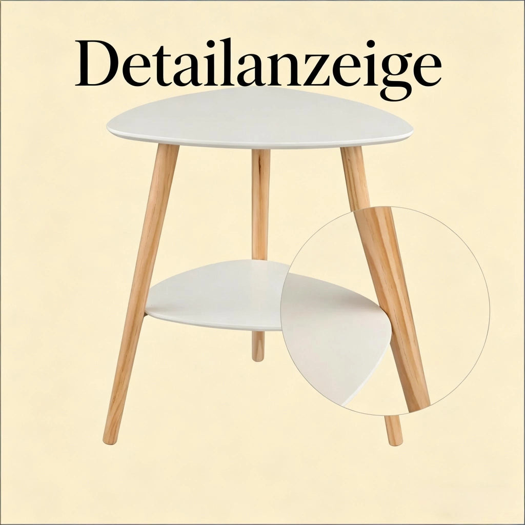 Comodino con 2 ripiani aperti e struttura stabile in MDF e legno massello, bianco per camera da letto, 50×40×55 cm